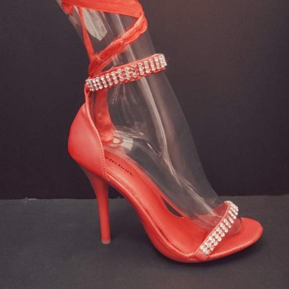 5inch Red heels with rhinestones & ribbon - Picture 11 of 15